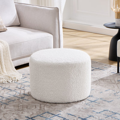 Anease 22.6" Modern Round Upholstered Pouf Ottoman