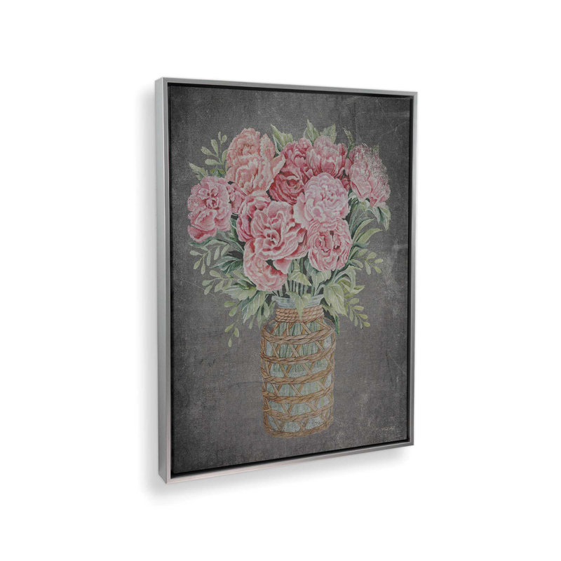 «Aged Floral Beauty III» par Cindy Jacobs, reproduction d'art, L 30 x H 40, Argent, Toile avec cadre