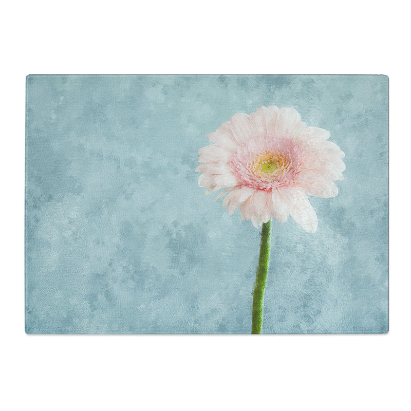 Tempered Glass Lone Pink Gerbera Chopping Board, 20 cm x 28.5 cm
