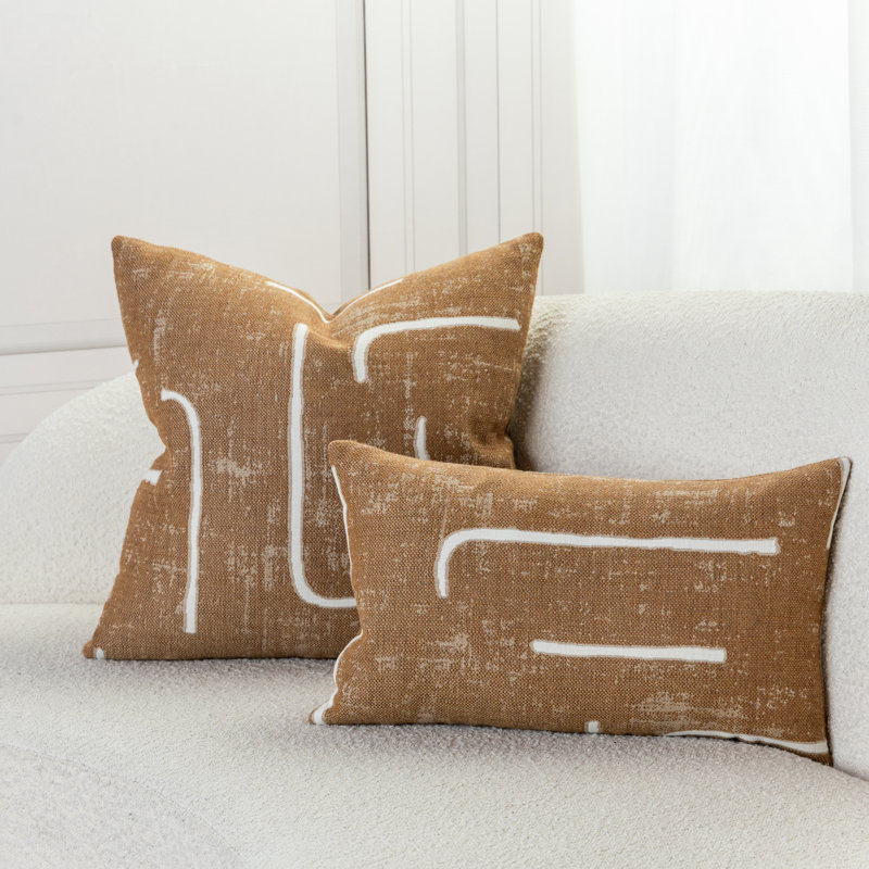 Instinct Sunbrella® Square Indoor/Outdoor Throw Pillow Cover & Insert by Elaine Smith, Camel