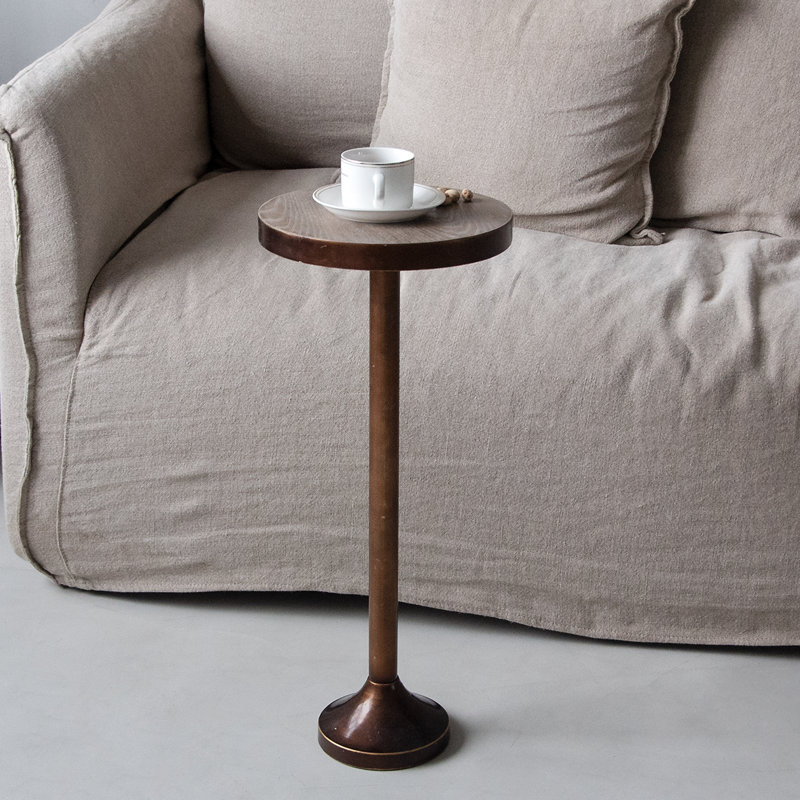 COZAYH Small Pedestal Round End Table, Living Room Furniture, Light Espresso