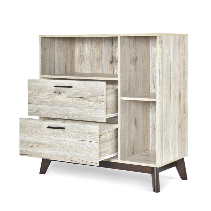 Armoire de rangement moderne Mid-Century avec extérieur en faux bois, l 34,91 po x P 15,96 po, H 37,62 po, pieds évasés