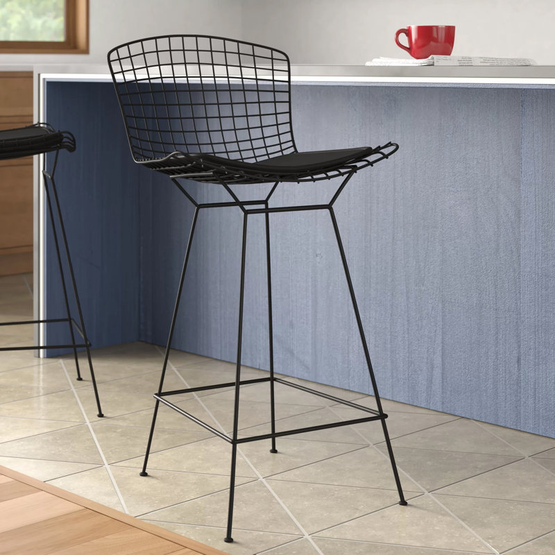 Tabouret de bar et de comptoir, Noir, Cuir noir, Tabouret de comptoir (siège d'une hauteur de 26 p