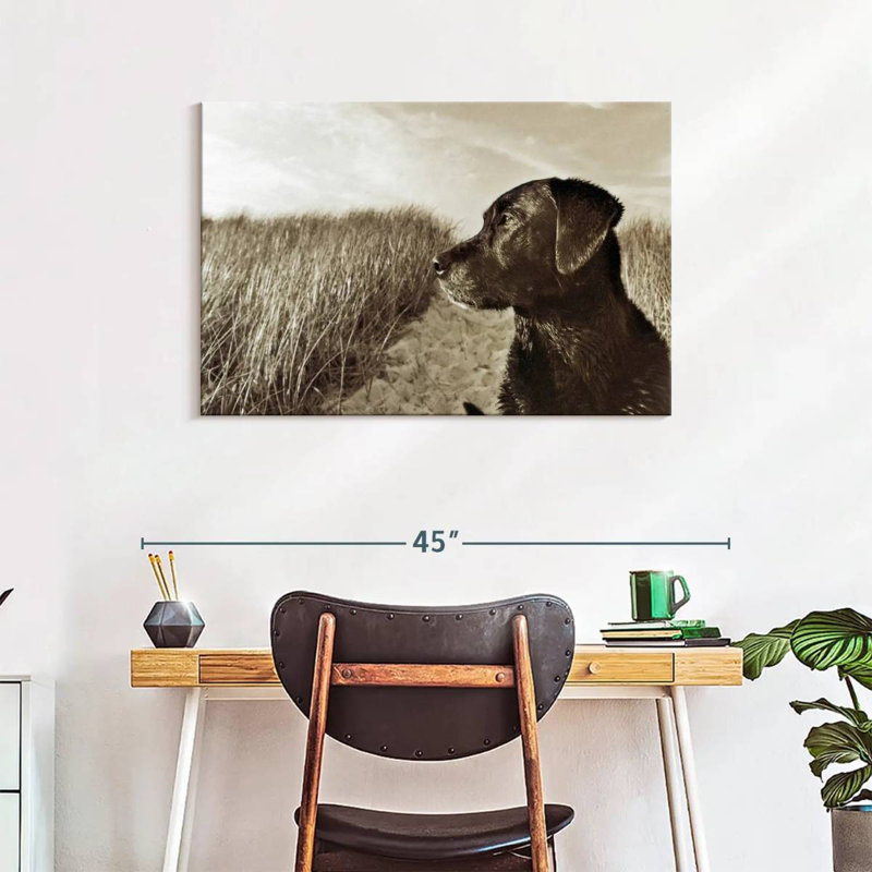 Black Lab At The Beach, 24" H x 36" W