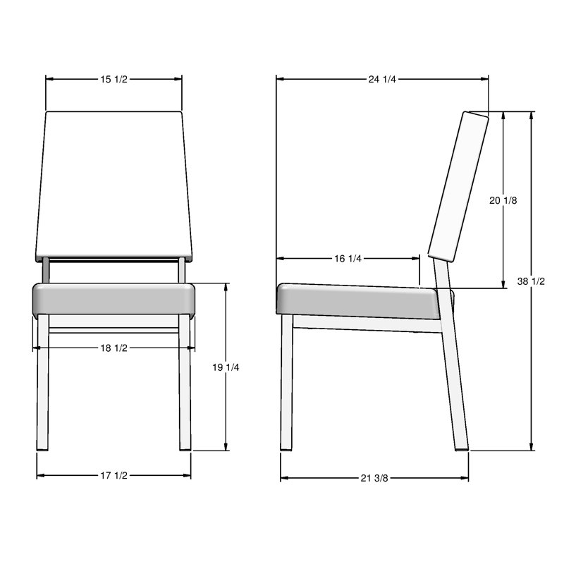 19.25'' H Upholstered Side Chair, Black, Gray