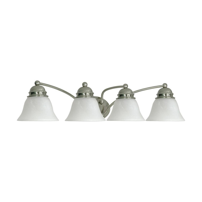 Éclairage pour salle de bain 4 lumières à intensité variable Charmaine, Nickel brossé, Albâtre