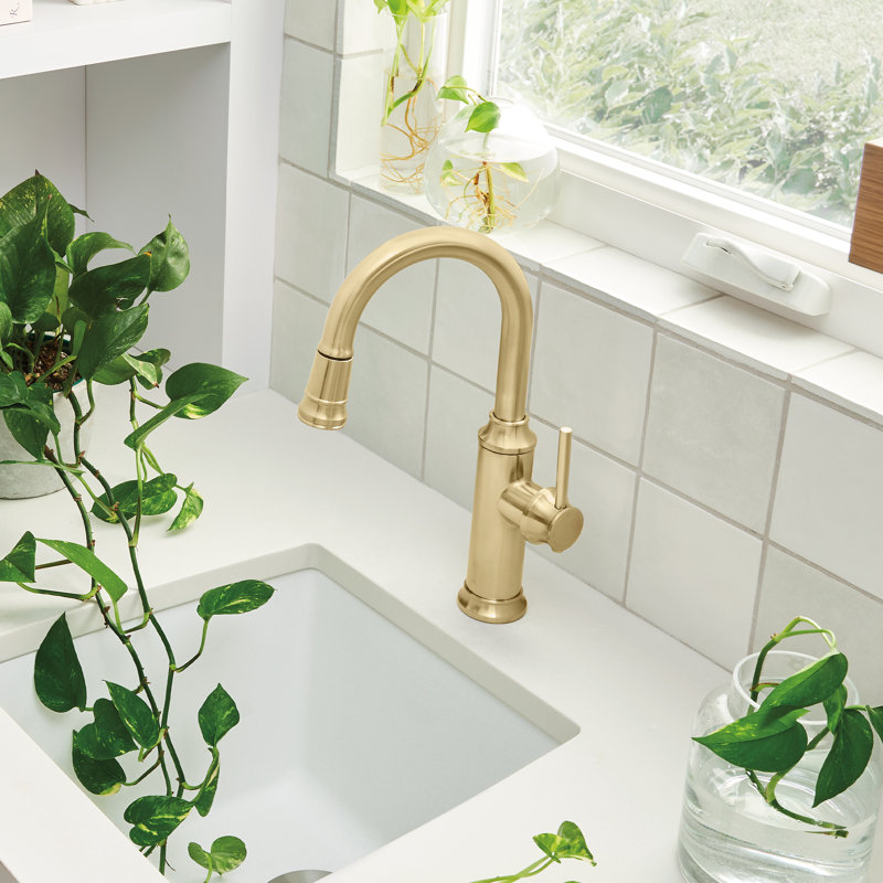 Empressa Pull-Down Bar Faucet, Satin Gold