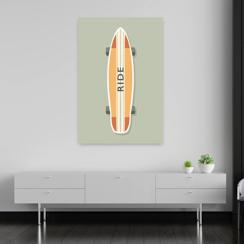 «Retro Longboard Ride Classic, minimaliste, rétro, art urbain urbain imprimé, H 60 po x l 40 po