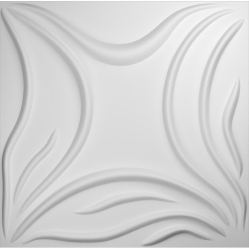 White Textured 3D PVC Wall Panels, 19.63" x 19.63", 50-Pack