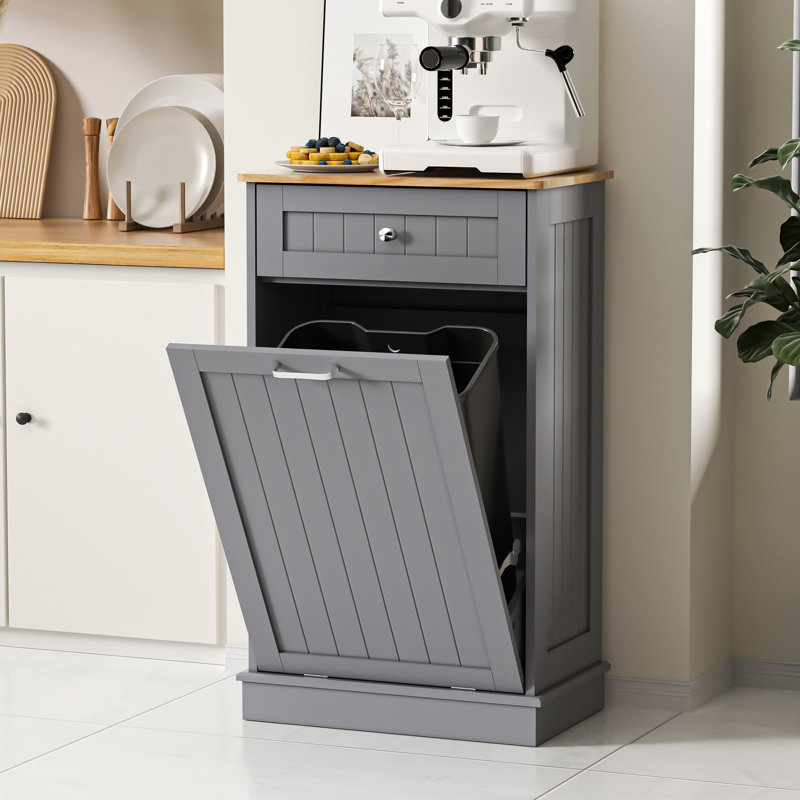 Armoire à ordures inclinable 13 gallons, Gris