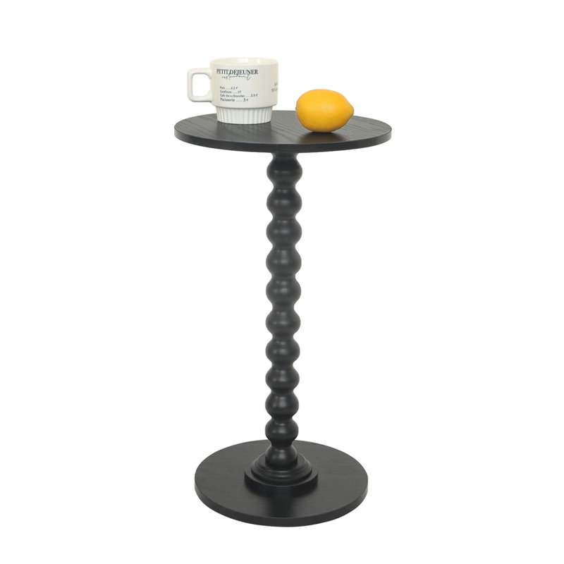 Round Side Table, Small Drink Table For Small Spaces, Modern Accent End Table Nightstand With Solid Wood Leg For Living Room, Bedroom, Corners, And Office (Black)