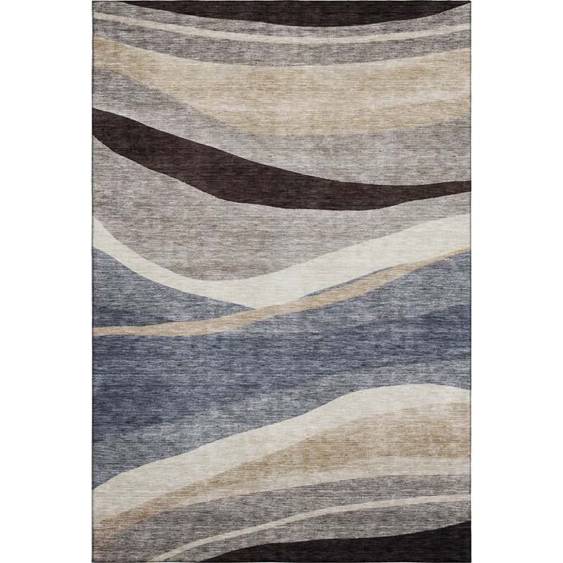 Premium Machine Washable Wayne AMF1098 Swirls Rug, Rectangle 10 pi x 14 pi