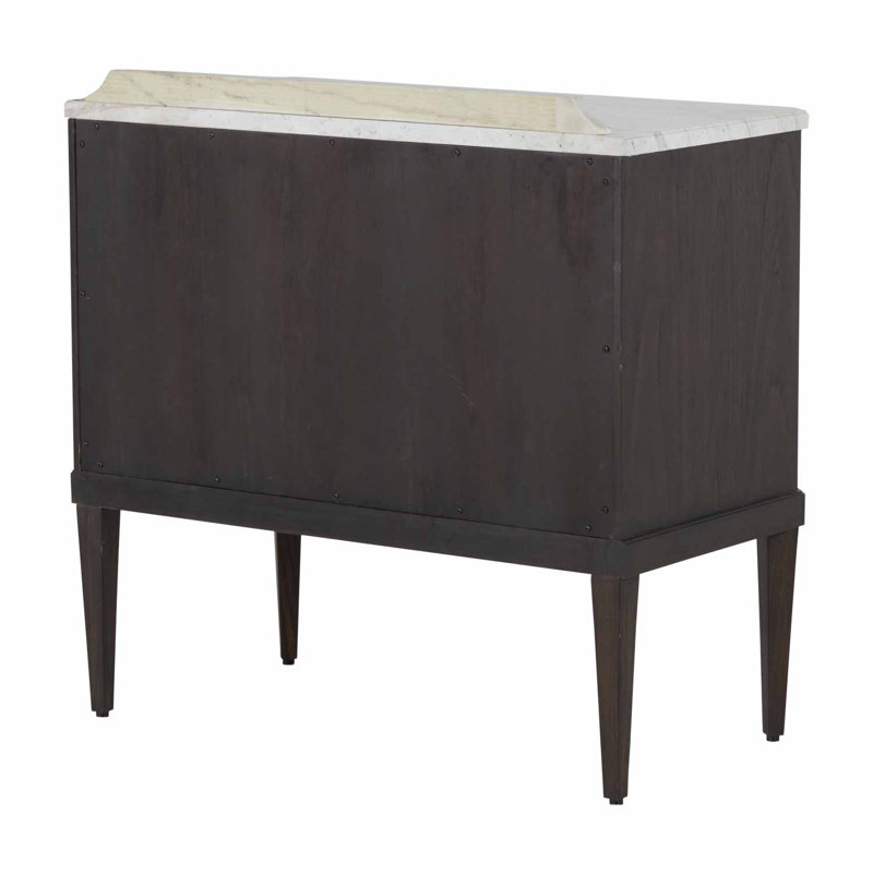 Glenwood 1 - Drawer Solid Wood Nightstand, Forest Black/Agros White Stone/Brass