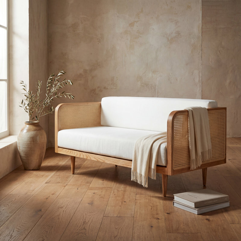 Petroski French Cane Sofa, Natural