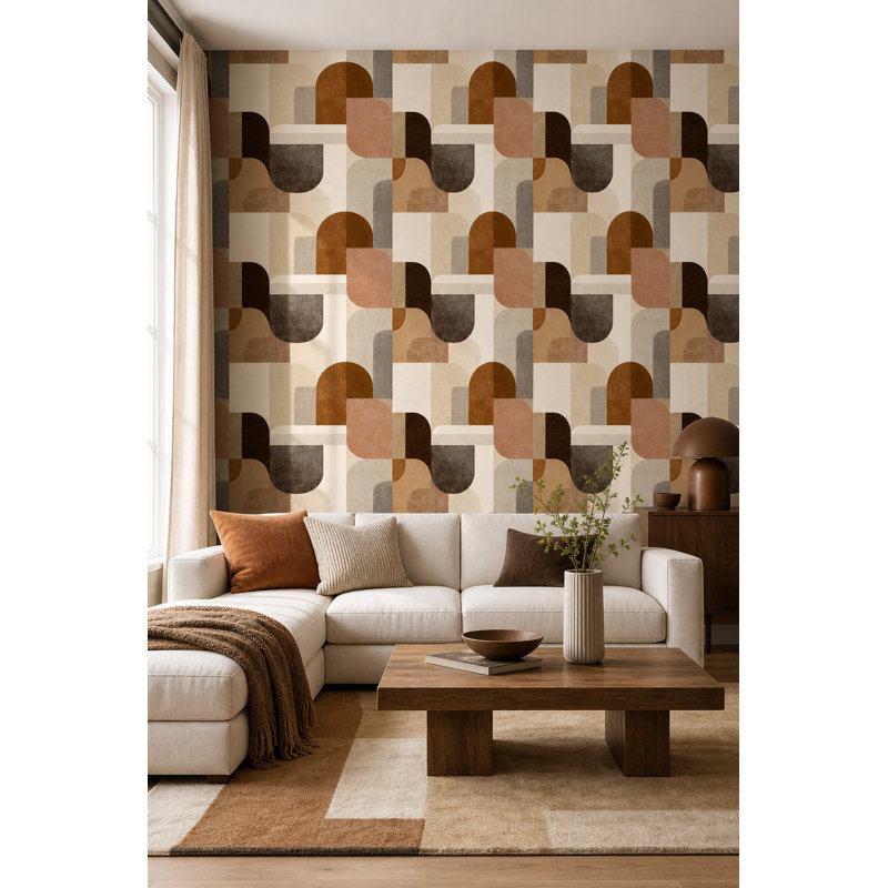 Papier peint à motif géométrique amovible Mid Mid Century, Peel and Stick