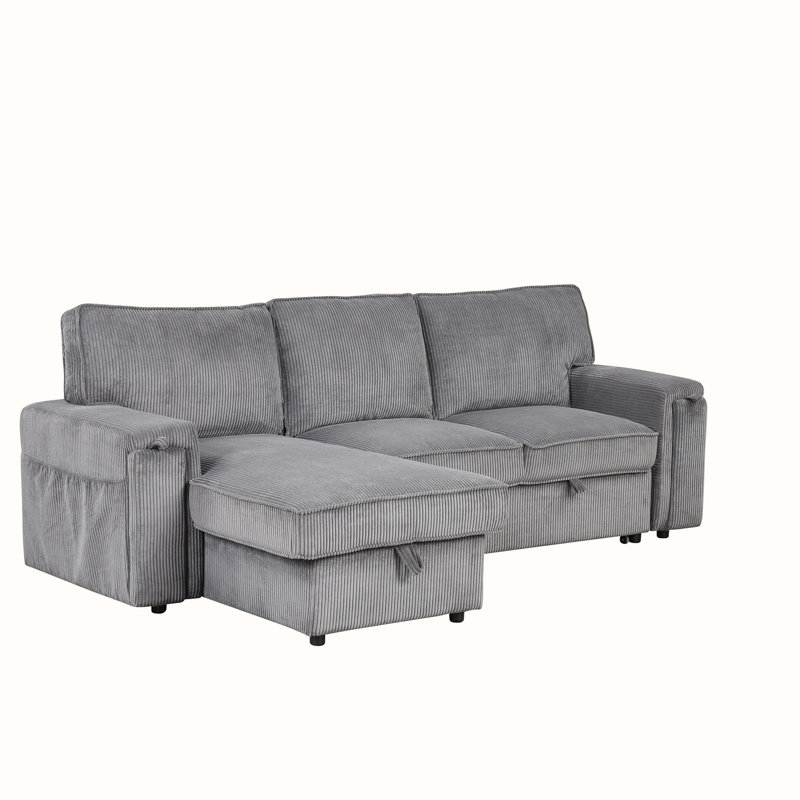 Upholstery Sleeper Sectional Sofa, Gray