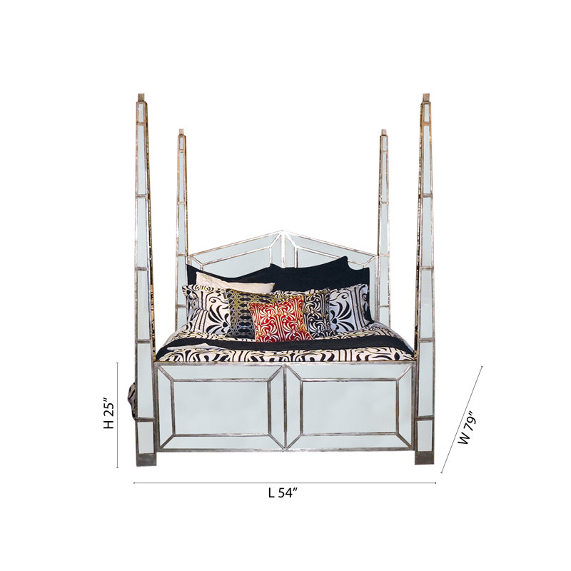 Silver Wood & Mirror Queen Bed