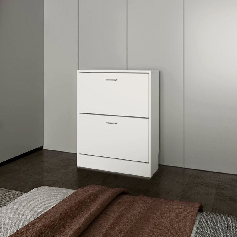 Range-chaussures avec 2 portes basculantes, Blanc