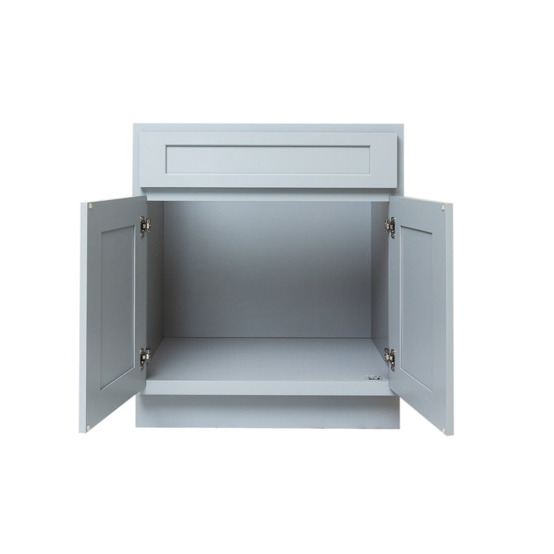 Armoire de rangement pour meuble-lavabo simple de 24 po de largeur prête à assembler, Gris Shaker