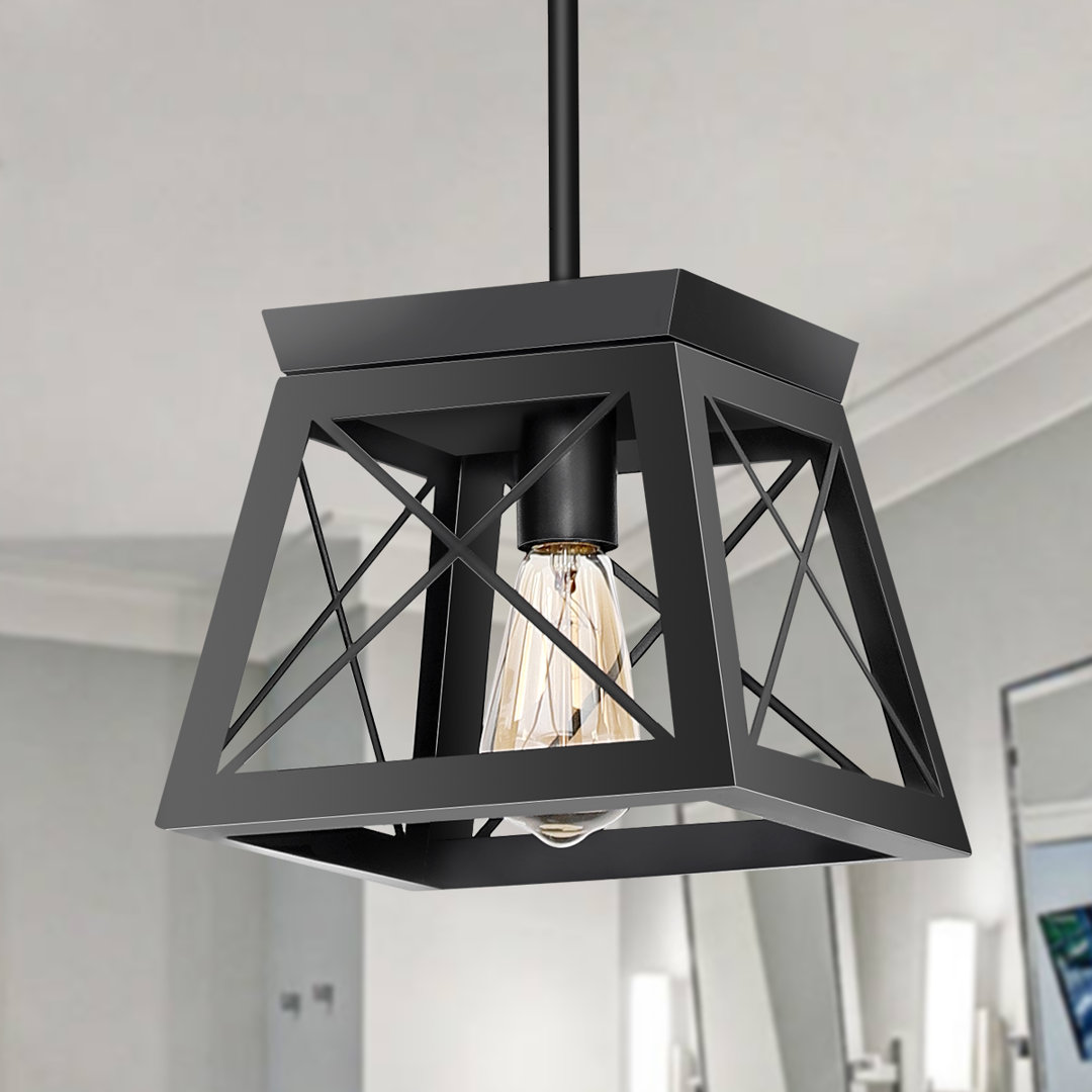 Corri 1-Light Matte Black Farmhouse Geometric Kitchen Island Pendant Light Gracie Oaks
