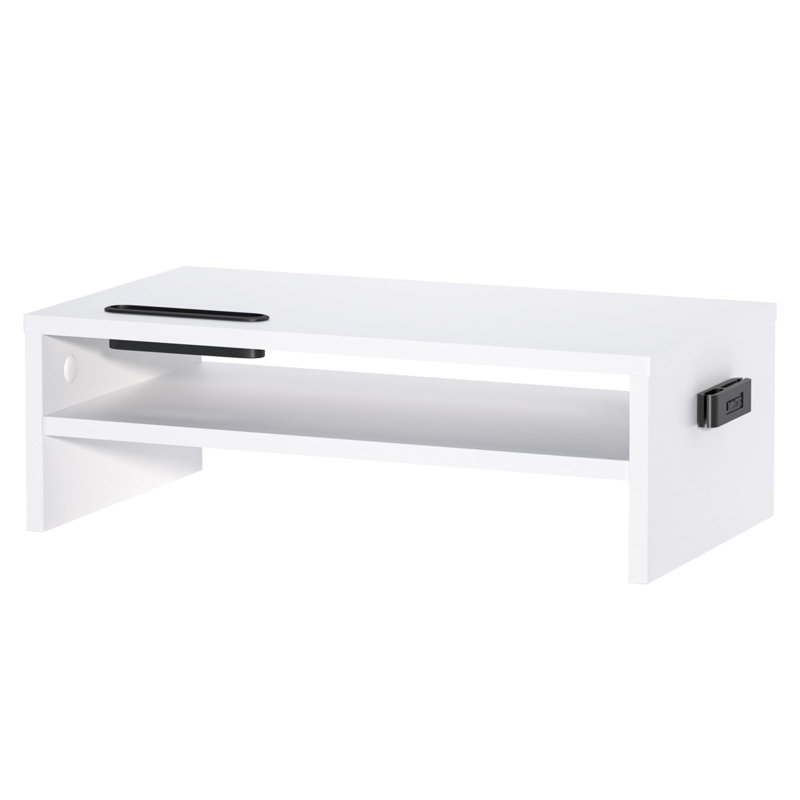 Saater Wood Monitor Stand, White