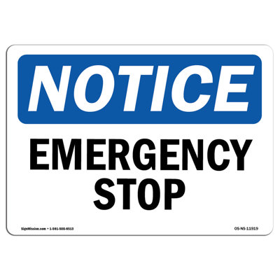 Emergency Stop Aluminum Sign 18 x 24