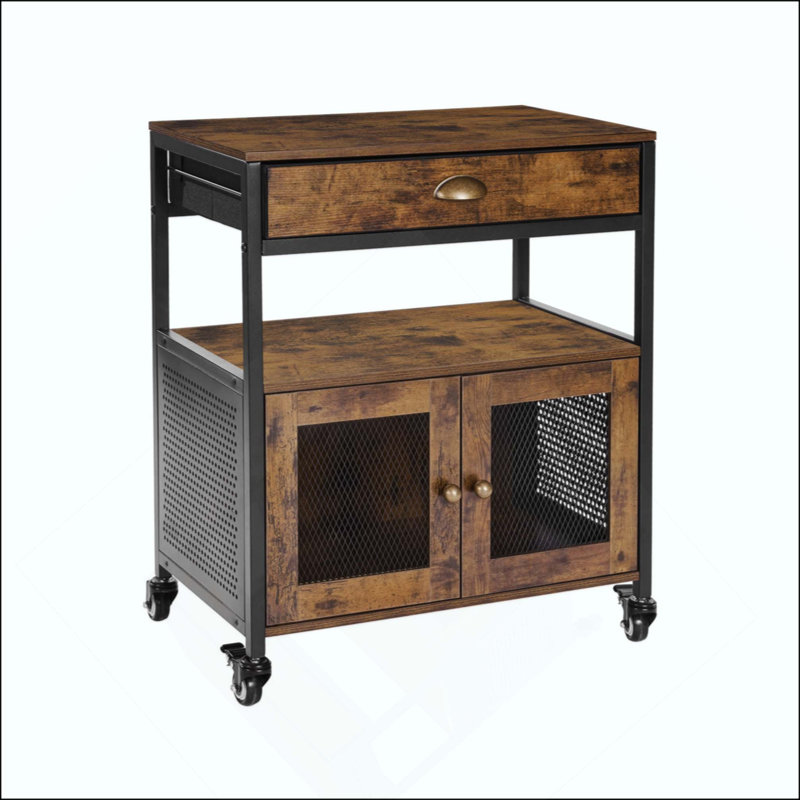 Armoire à café, armoire de ferme avec rangement, table mobile avec roulettes et porte grillagée, buffet pour la cuisine, vestibule