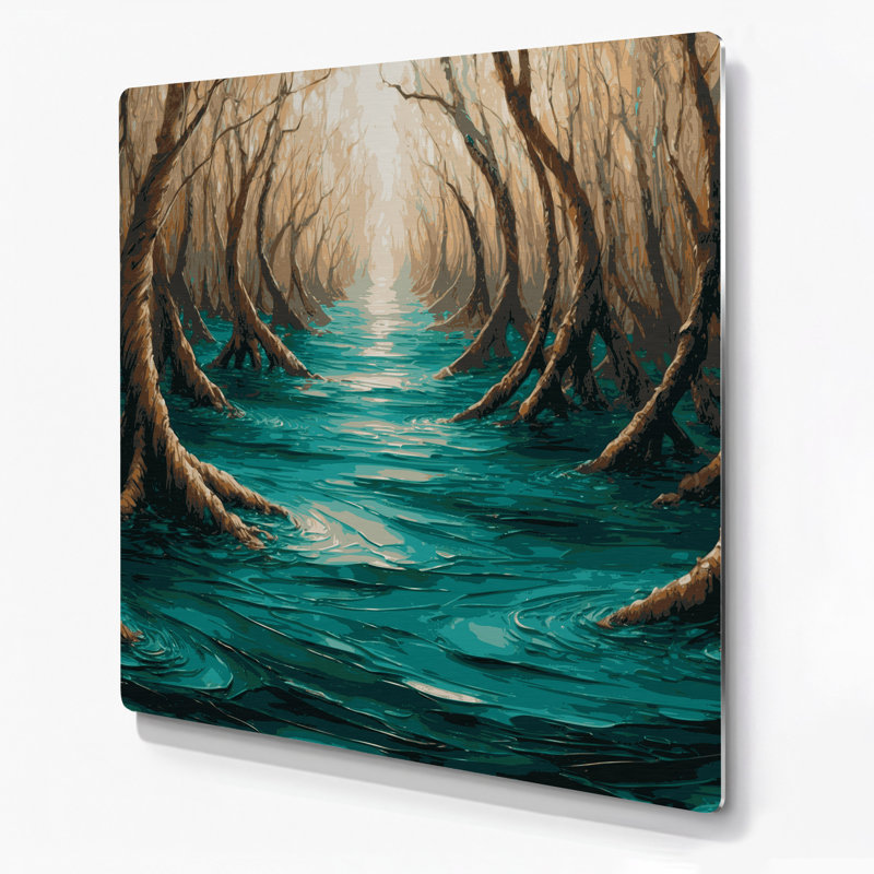 Art mural en métal Coastal Mangrove Maze, H 12 po x l 12 po