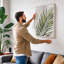 Palm Fronds Geometric Botanical 1 Piece Wrapped Canvas Wall Art-1577603023-1577603062