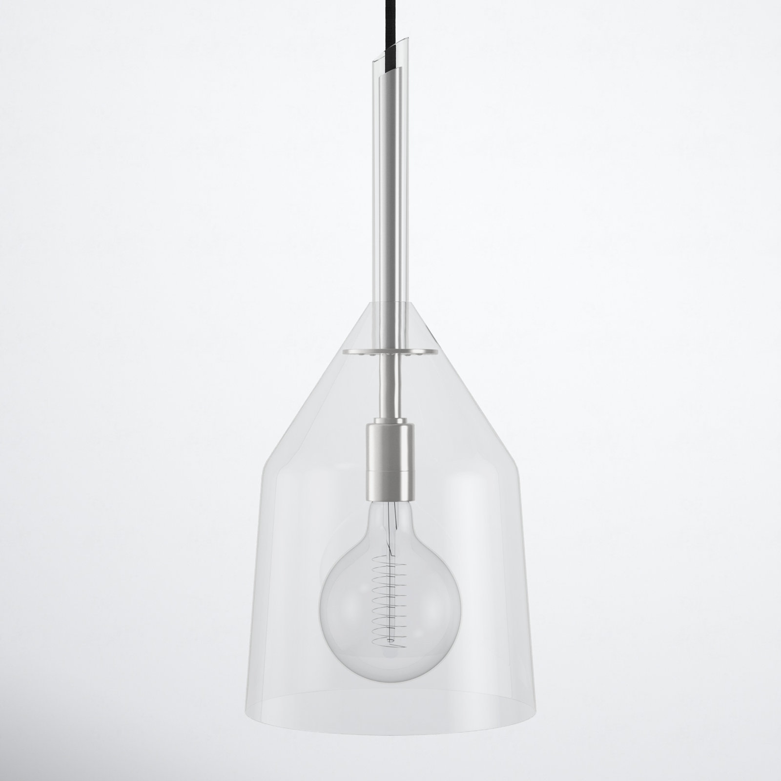 Maya Single Light Glass Dimmable Pendant, Polished Nickel, 23" H x 9.5" W x 9.5" D