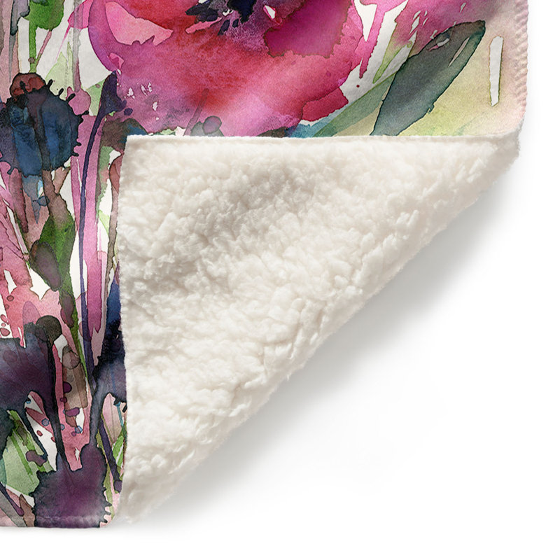 Couverture sherpa doux à motif floral rêves 08, l 68 po x L 80 po