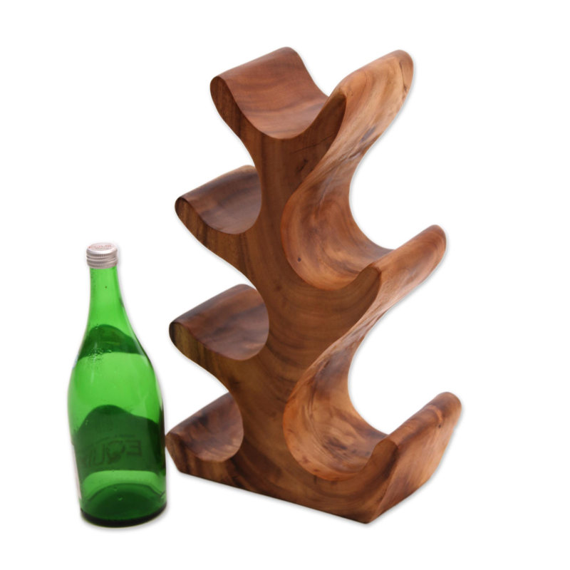 Support à vin de table en bois massif 6 bouteilles tiemey