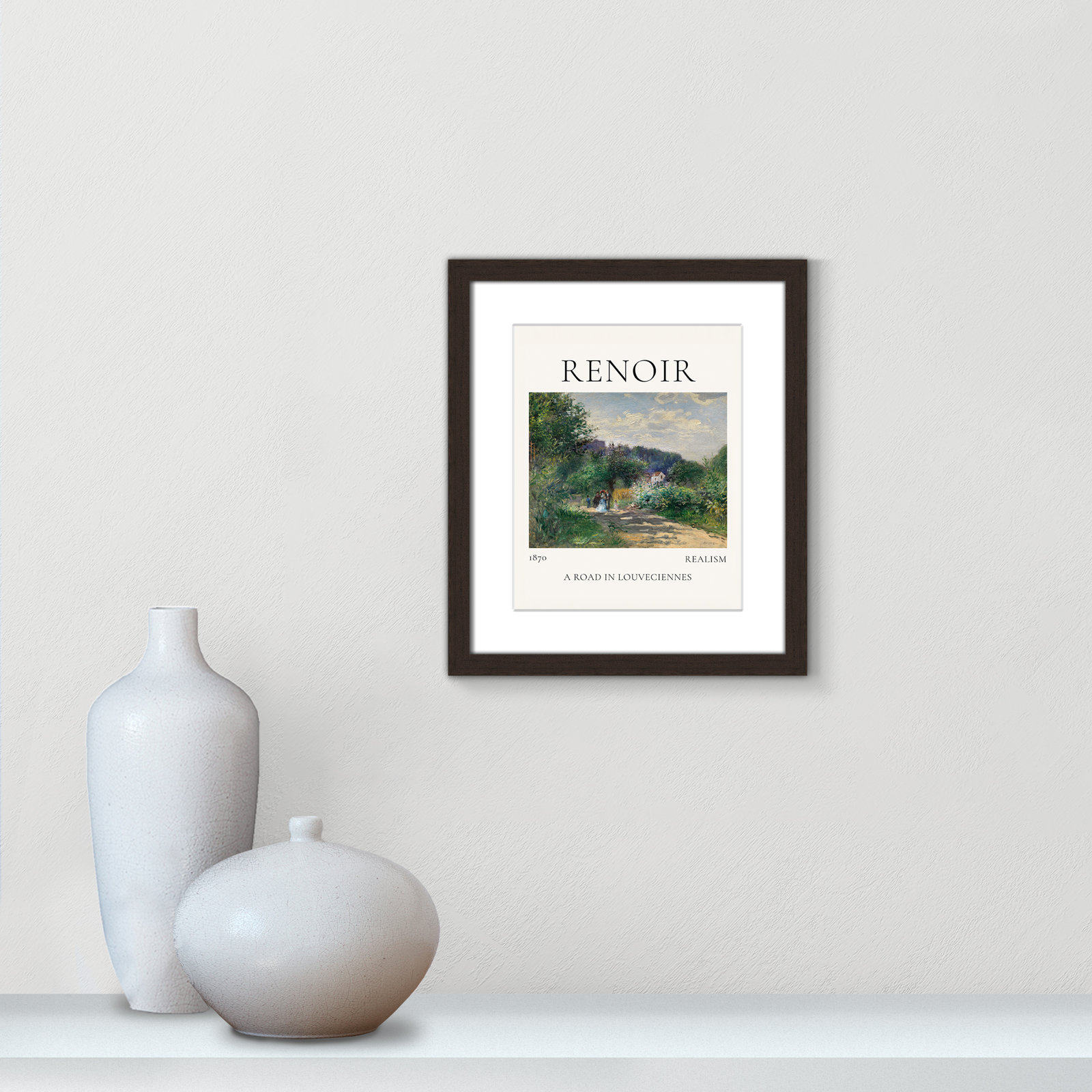 Old Masters Collection "A Road in Louveciennes" Print, Yes, 15" H x 13" W x 1.25" D, Walnut Single Picture Frame