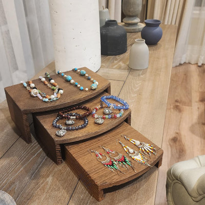 3-Piece Wooden Jewellery Display Risers