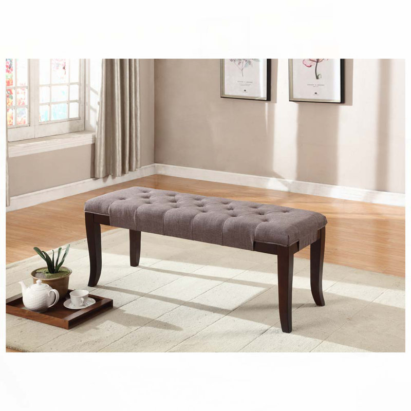 Upholstered Tufted Dining Bench, Brown
