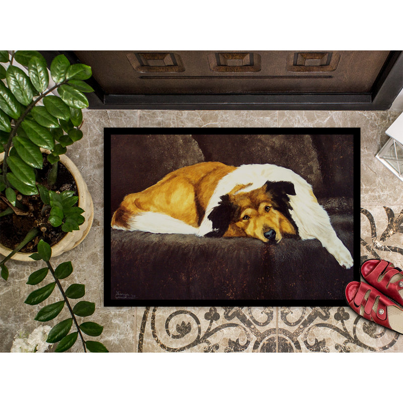 Tapis de porte d’extérieur antidérapant collie, Rectangle 1 pi 6 po x 2 pi 3 po
