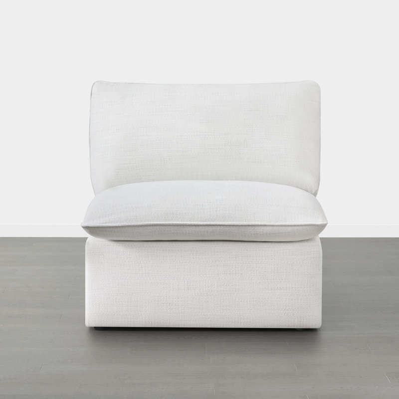 Greylan Armless Upholstered Chair, White Polyester