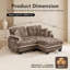Canapé nuage 2 places en chenille marron avec pouf amovible, coussins capitonnés et finitions à pompons-1740364616
