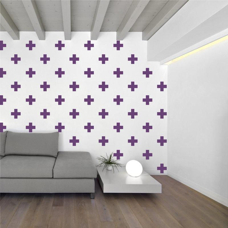 Décalcomanie murale à motifs croisés suisses, H 6 po x l 6 po x P 0,01 po, Violet