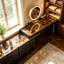 Coiffeuse moderne haut de gamme, finition similicuir grainé, meuble en panneaux de bois massif multicouches, 8 tiroirs, miroir DEL ; montage très facile-430848655-430876444