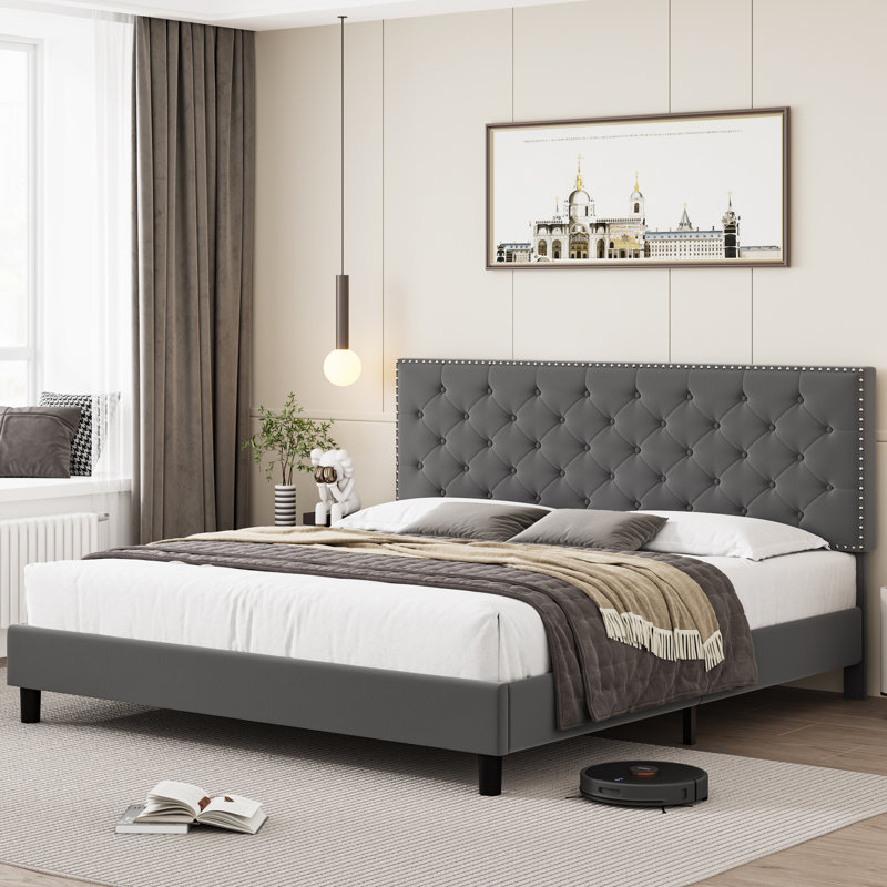 Latitude Run Emanuell Velvet Tufted Bed Frame | Wayfair