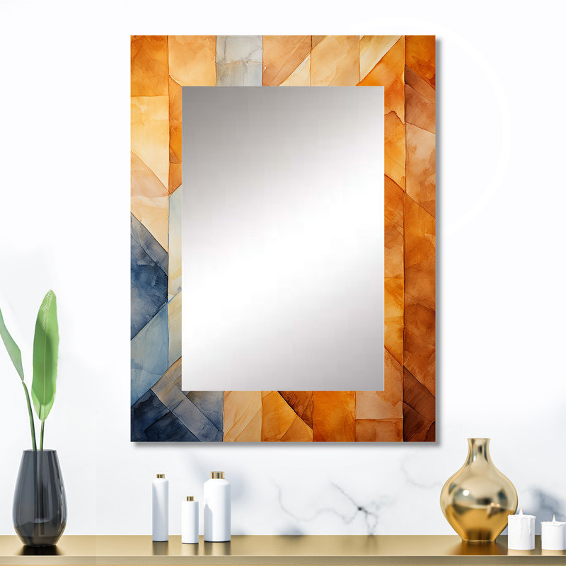 Topaz Tessellation I - Abstract Shapes Unique Wall Mirror Decor, Modern Large Mirror, Printed Metal Art, 32" x 24"