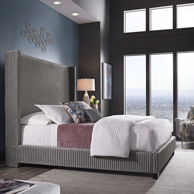 Solon Upholstered Wingback Bed