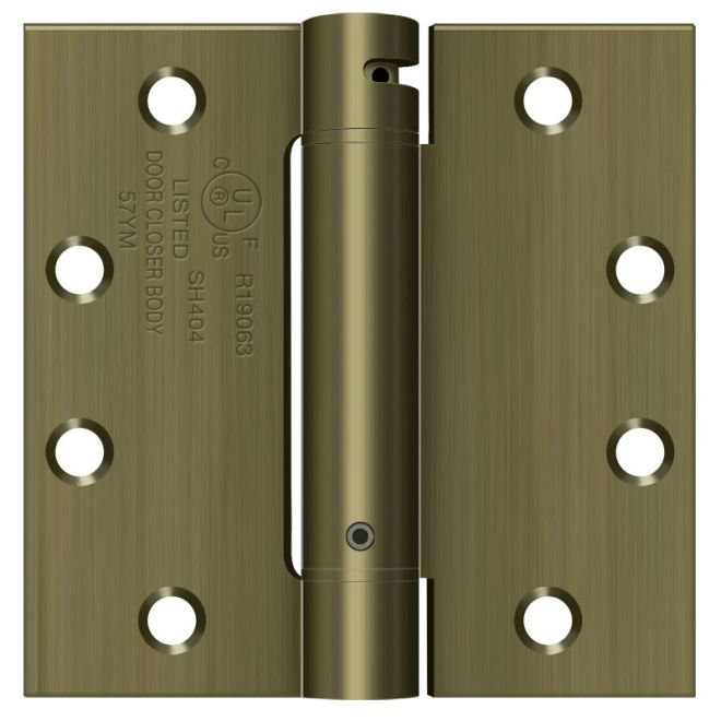 4.5'' x 4.5'' Steel Spring Hinge, Antique Brass