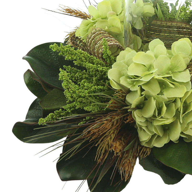 Hydrangea and Magnolia Leaf Centerpiece