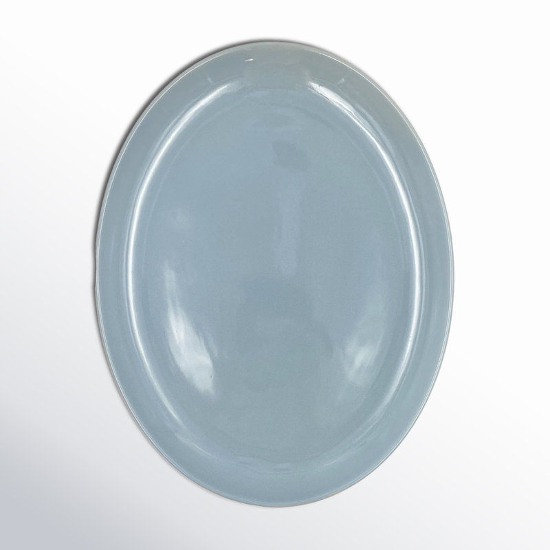 Canvas Home Shell Bisque Porcelain Large Oval Serving Platter, Blue