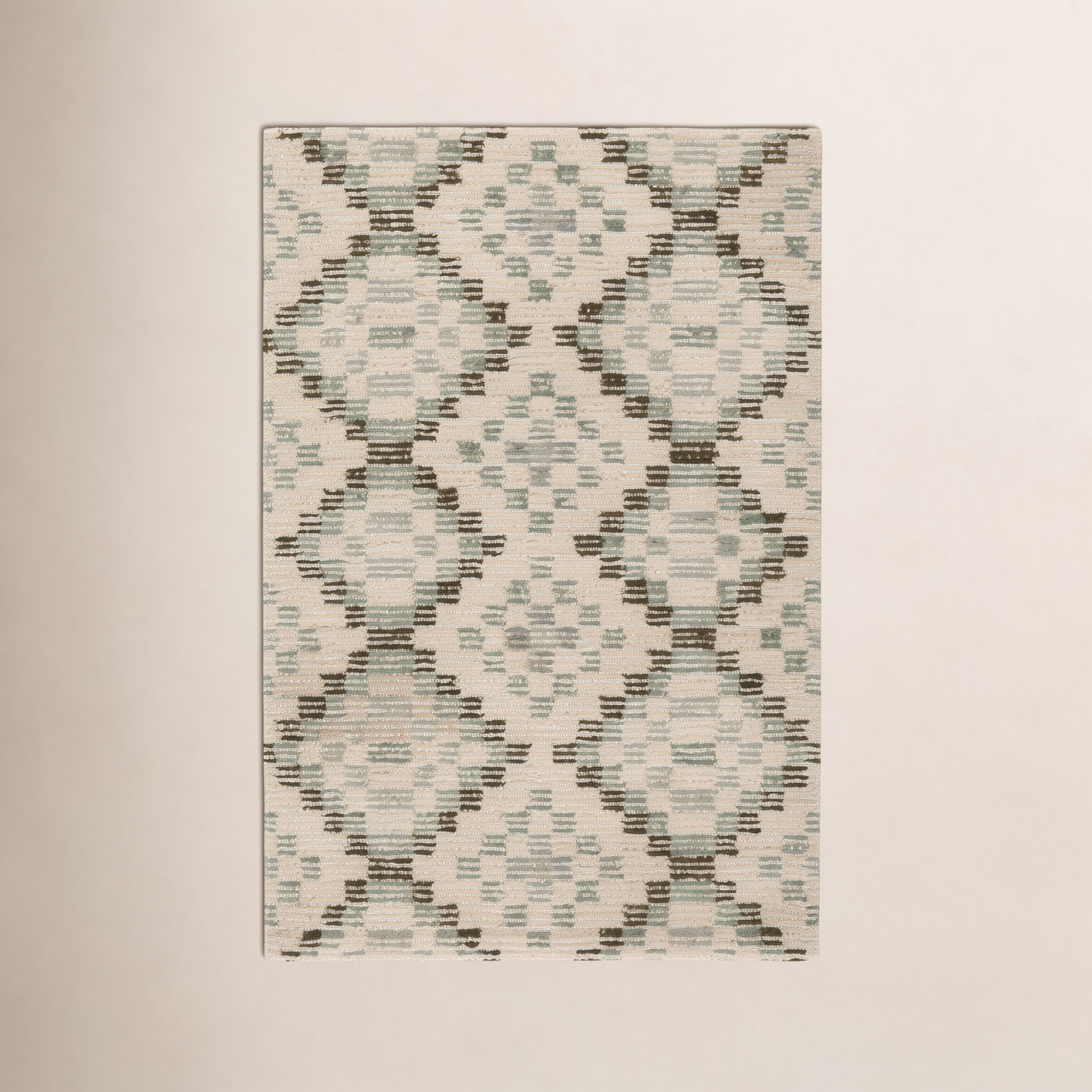 Diamond Cove Wool Green Rug, Rectangle 2' x 3'