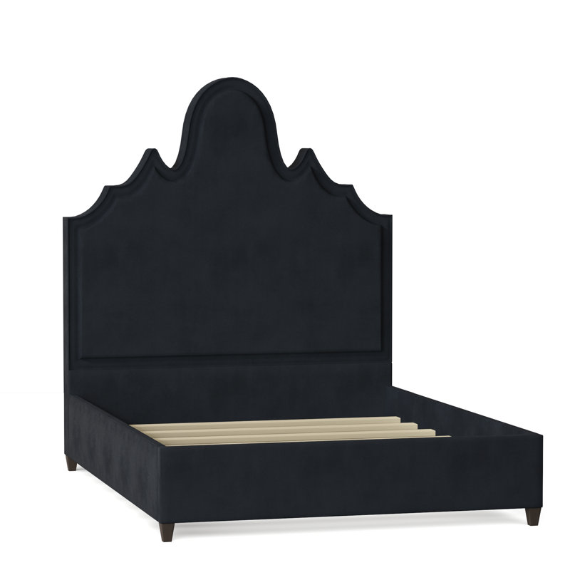 Amalie Upholstered Bed, California King, Bella Black Performance Velvet, Brown Mahogany