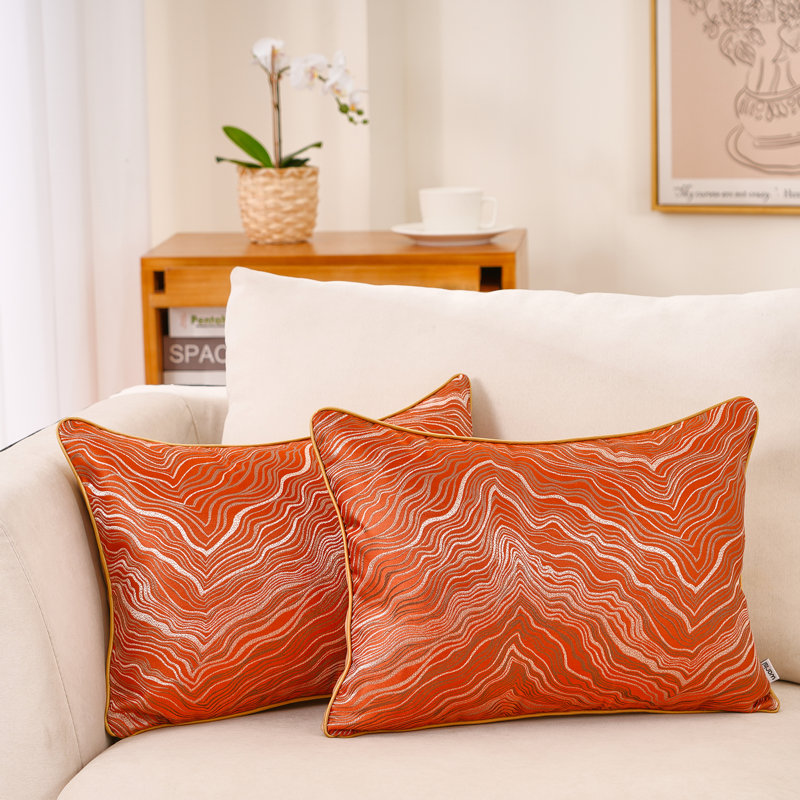 Abstract Reversible Throw Pillow, Polyester/Polyfill, Orange