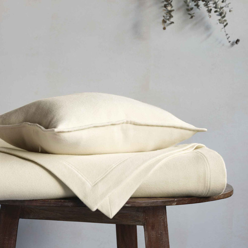 Couverture en coton Brera Flannel, Simple, Ivoire